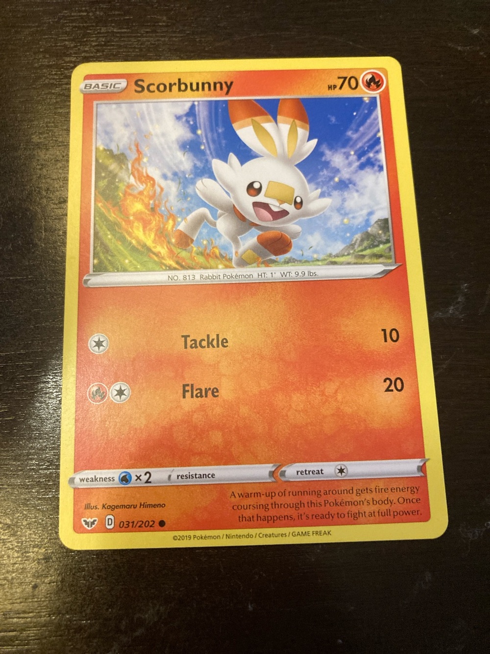 (2019!!!!) Pokemon Scorbunny Card - Orange/White/Yellow